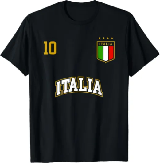 Équipe Football Italia Sports Nombre 10 Drapeau Italien T-Shirt